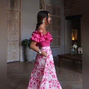 ZARA FLORAL PRINT MIDI SKIRT